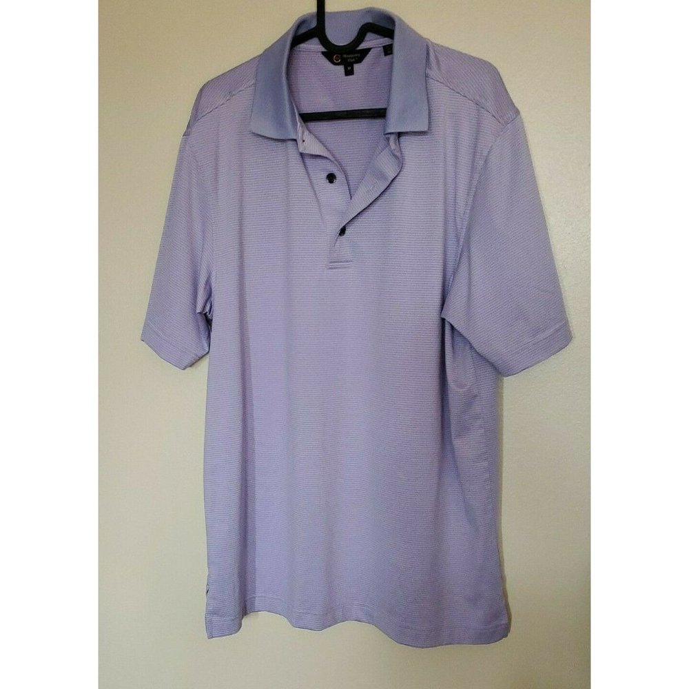Monterey Club Golf Polo Shirt Mens  Size Med Light Purple White Striped